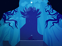 Underwater, Alba at a statue the resembles a lotus flower